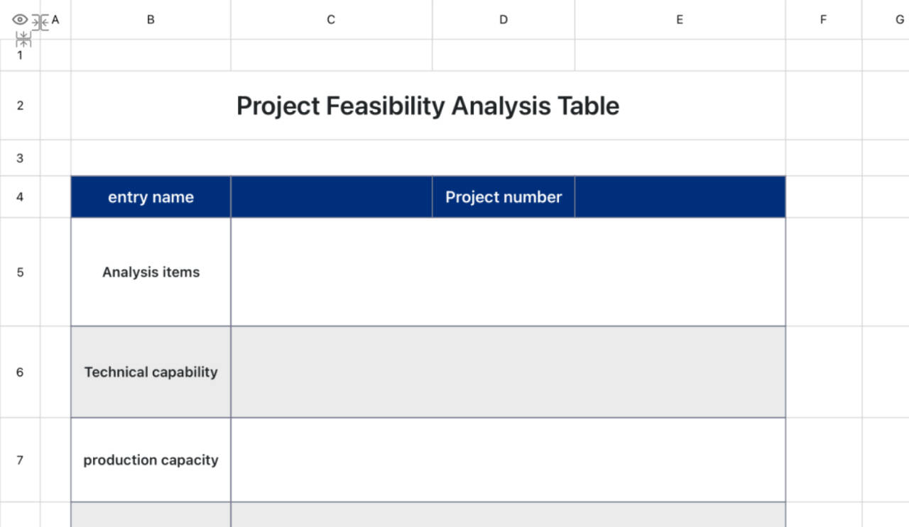 Project feasibility analysis table 1